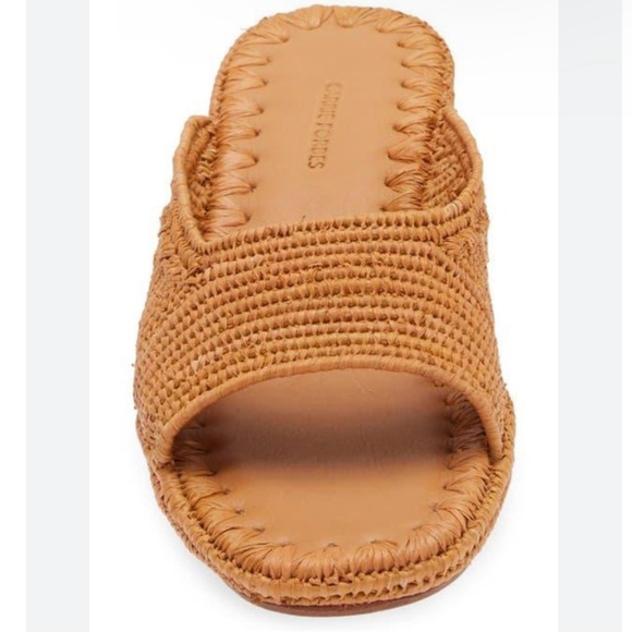 CARRIE FORBES Port Raffia Kitten-Heel Slide Sandals NEW - Picture 6 of 8
